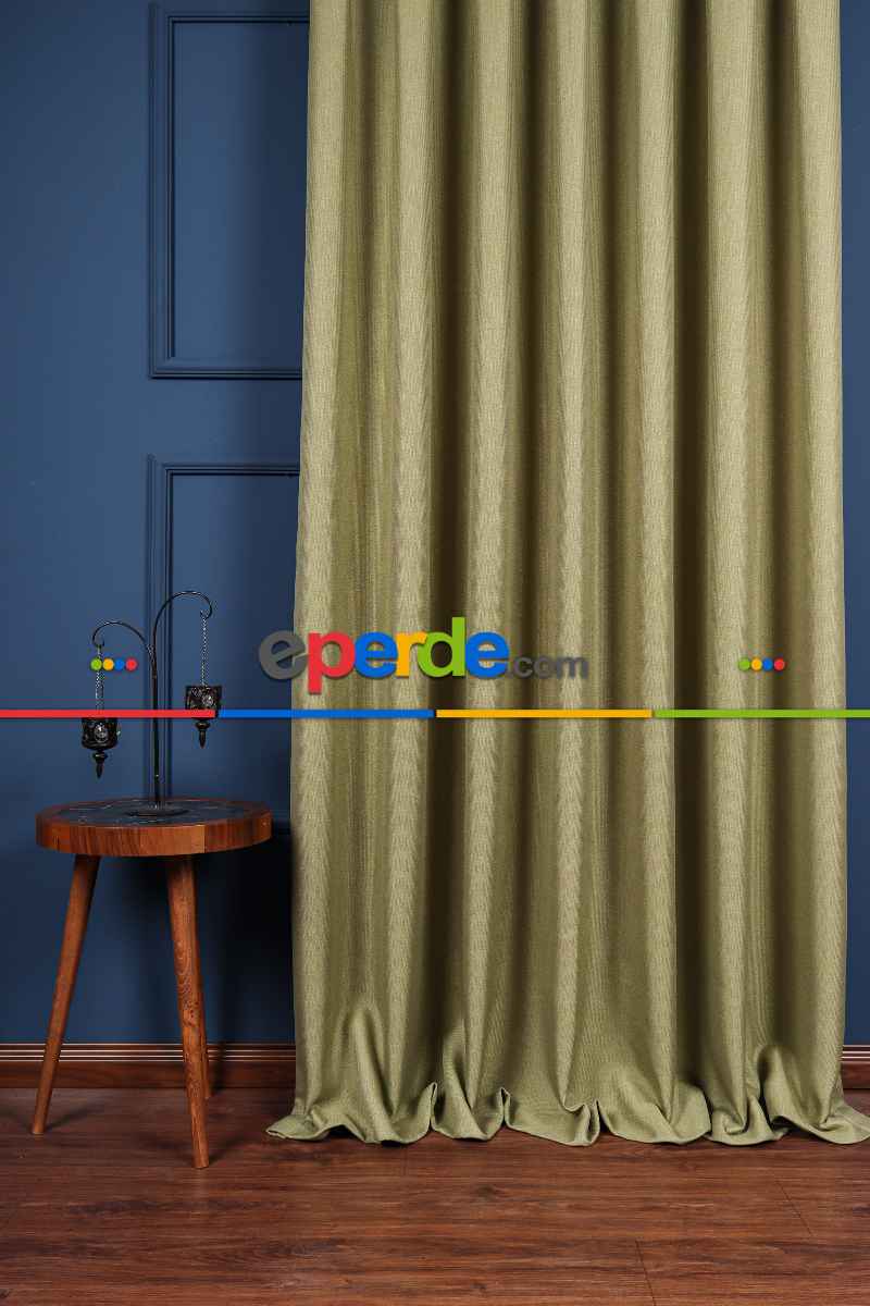 Fıstık Yeşil Keten Blackout Karartma Fon Perde