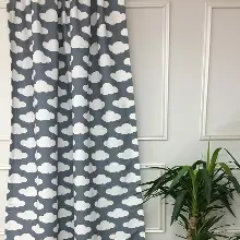 Bulut Desenli Fon Perde Evm484-1 Kumaşı Kalındır Duck Bezi Değildir- Gri-Füme-Antrasit-Beyaz