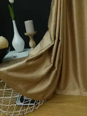 Salon Perdesi - Bej Desenli Jakar Fon Perde (geniş En:280 Kumaş)- Bej