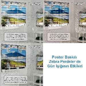 Galatasaray Özel Poster Baskılı Zebra Perde- Kırmızı-Sarı-Kahve