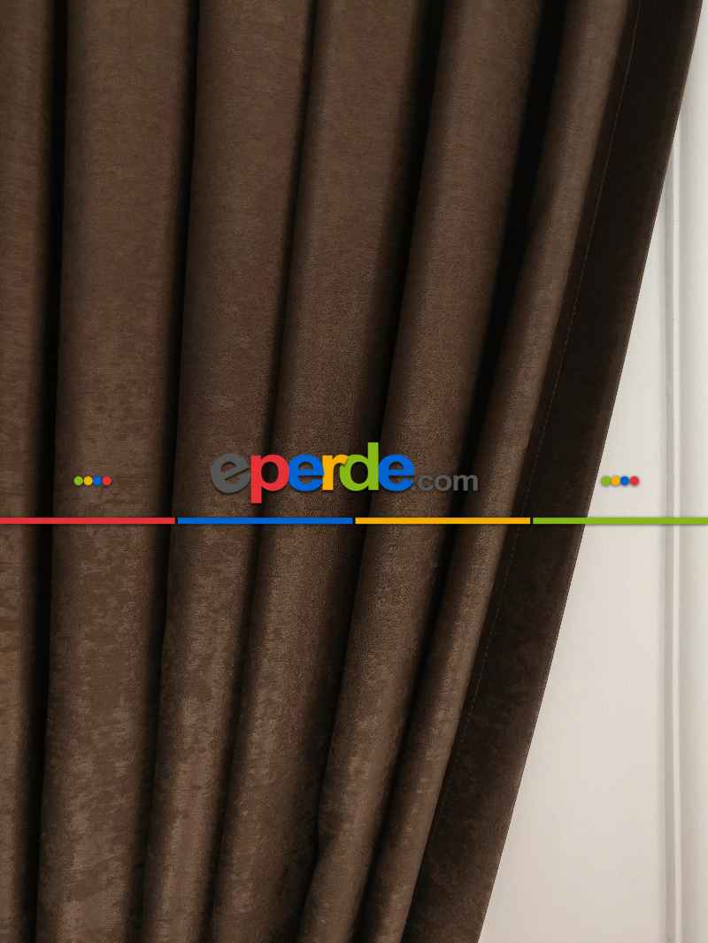 Salon - Soft Fon Perde Sütlü Kahve Dökümlü En - Sütlü Kahve