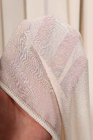 Krep Krem Düz Tül Perde