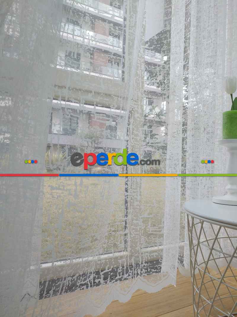 Mutfak Tül Perde Spor Desen - Ütü İstemez- Ekru