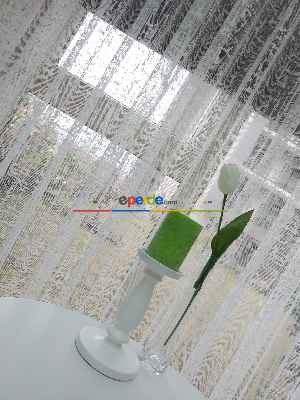 Fırsa Ürünü!! Hazır Ölçülü Spor Desen Fransız Dantel Patine Desenli Sık Pileli Tül Perde