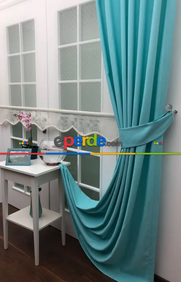 Turkuaz Renk Düz Fon Perde- Turkuaz Yeşili Ara Renk-turkuaz