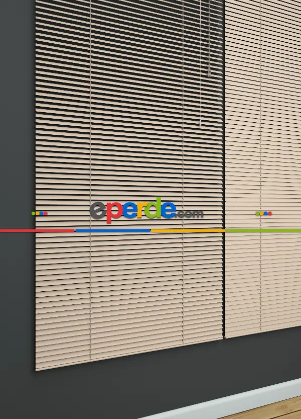 Mutfak - 1. Kalite Açık Yavruağzı - Alüminyum Jaluzi Perde - 25mm Kalınlığında
