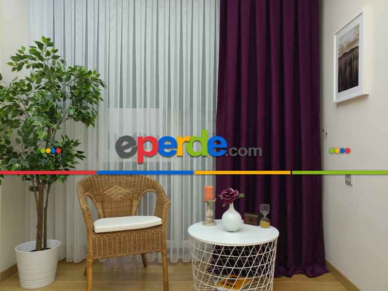 Soft Vişne Rengi Fon Perde Geniş En (285)- Vişne