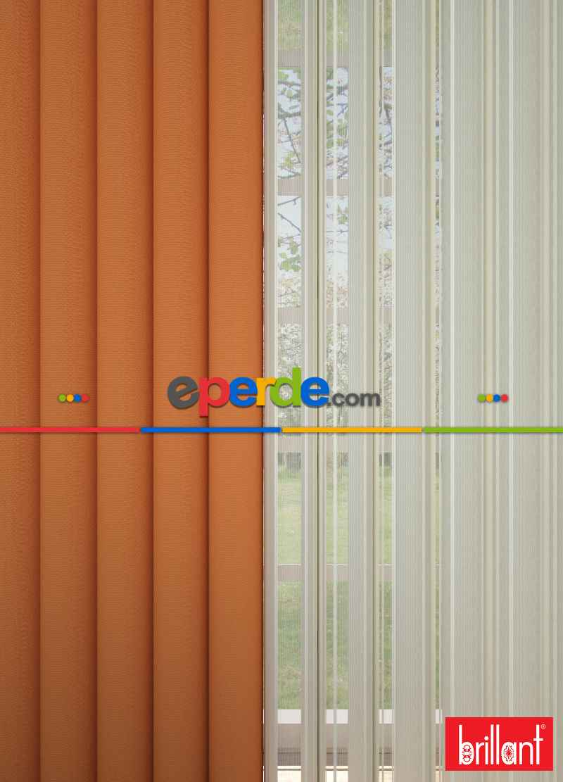 Brillant Akıllı Tül Perde Turuncu Renkli Tül Dikey Zebra Perde Düz 1. Kalite