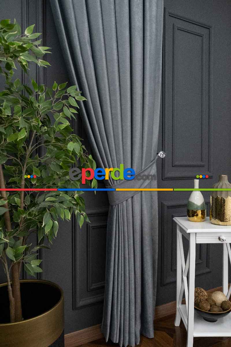 Soft Gri Yumuşak Dökümlü Fon Perde (180)- Gri-füme-antrasit