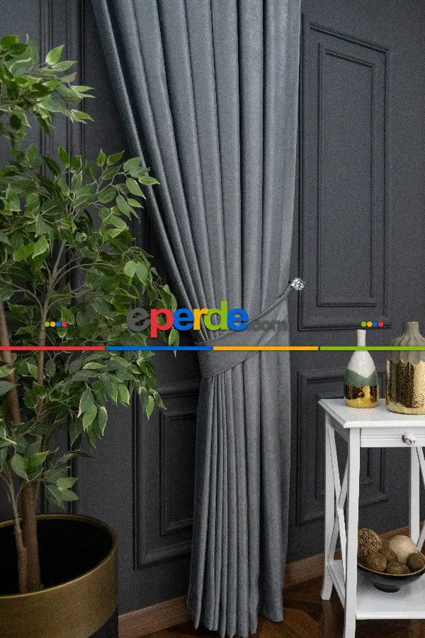 Yatak Odası - Soft Gri Yumuşak Dökümlü Fon Perde (180)- Gri-füme-antrasit