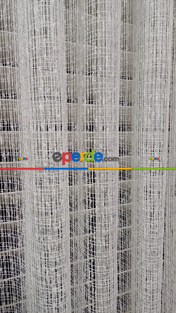 Avangard Tığ Örme Ekru Renk File Tül Perde