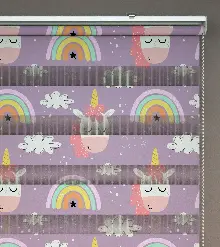 Unicorn Desenli Baskılı Zebra Perde- Çok Renkli