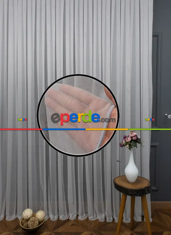 Mutfak Tül Modelleri - Grek Tül, Gri Renk, Yumuşak, Buruşmaz