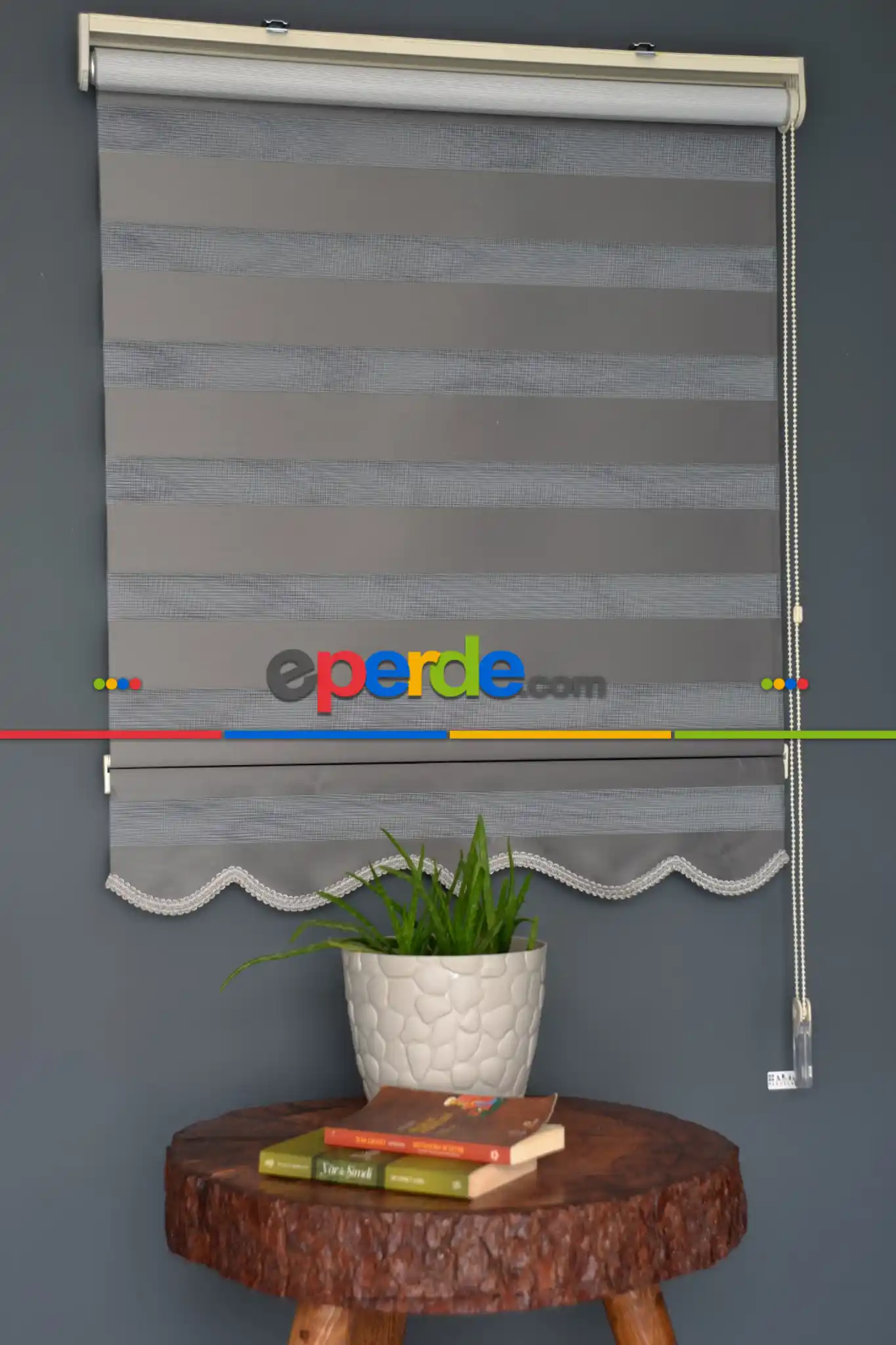 Halim Perdesan Ba-19 Antrasit Renk Etekli Veya Eteksiz Zebra Stor Perde