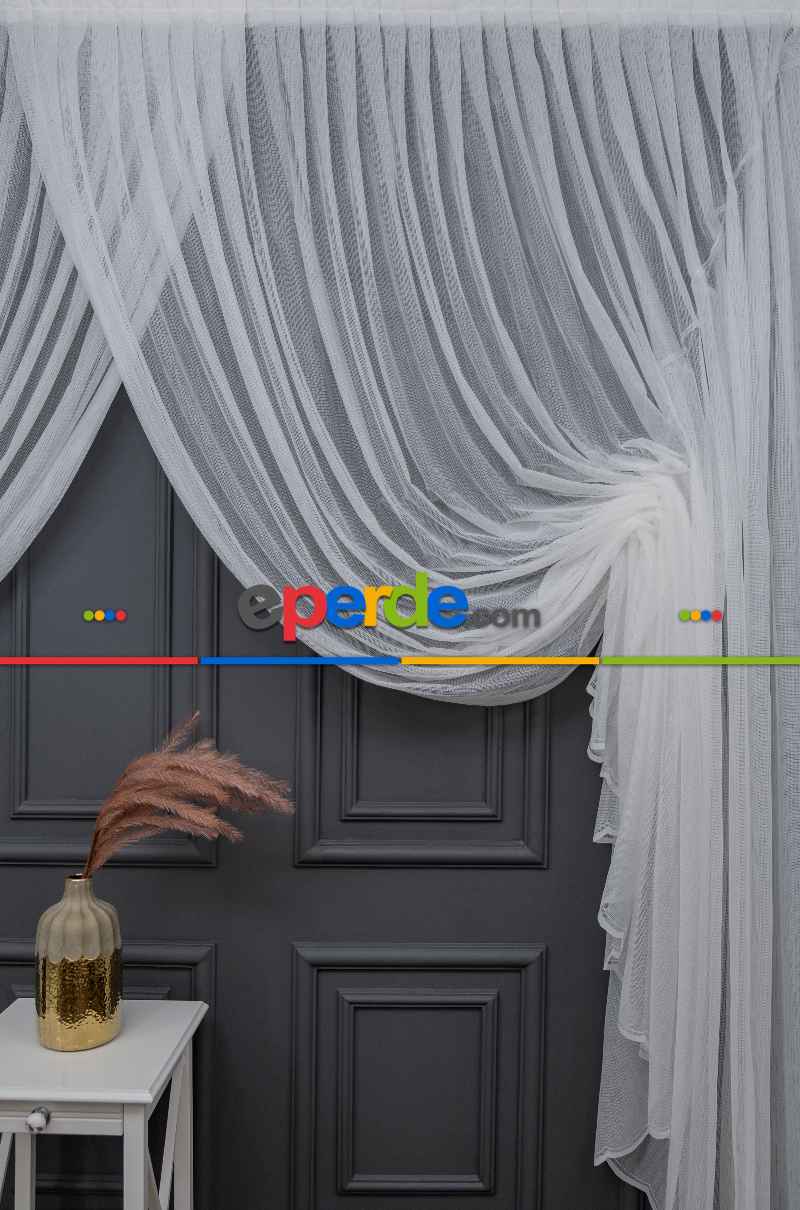 Tül Perde - Hafif File Tül - Örme Dokuma - Kruvaze Ve Düz Model Seçeneği