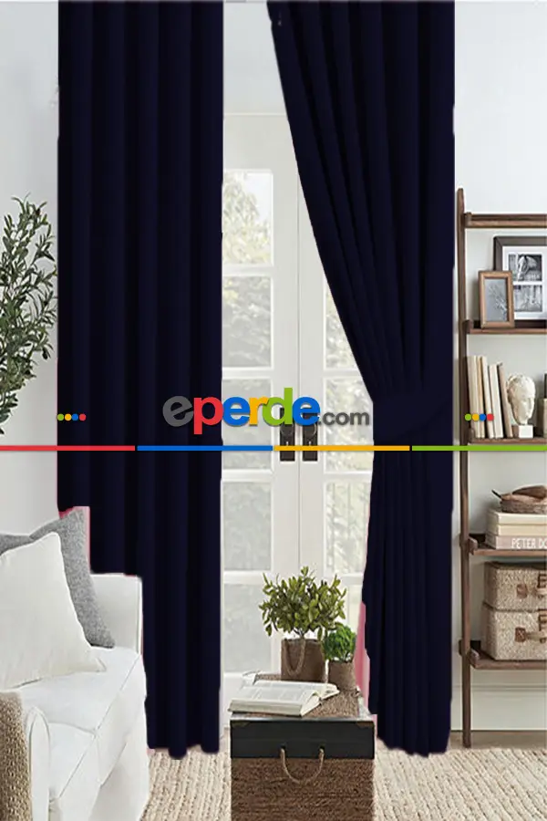 Yatak Odası - Lacivert Koyu Mavi Renk Karartma Blackout Güneşlik Fon Kalın Perde