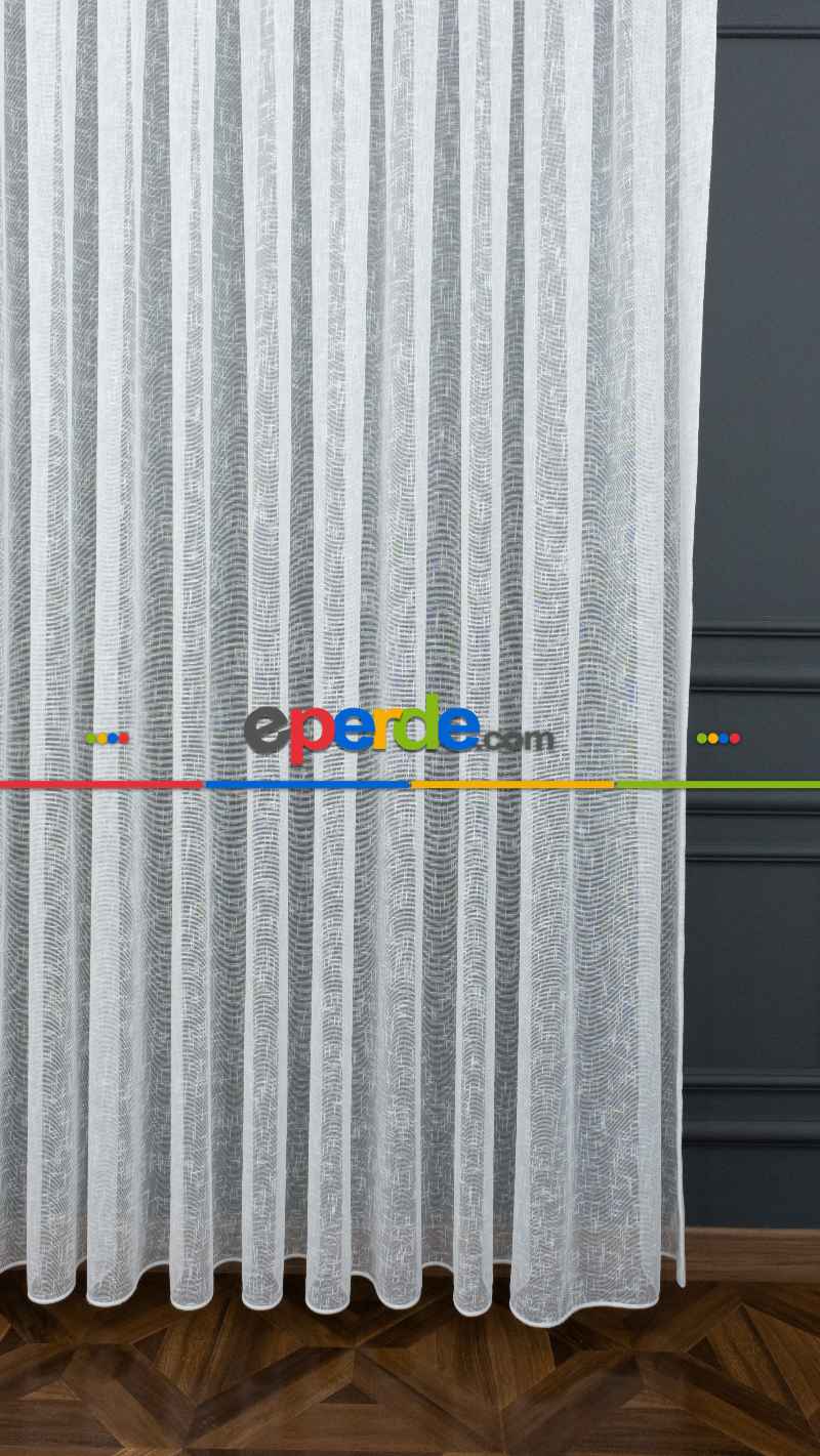 Favori Dolgulu Keten Yüksek Gramajlı Tül- Ekru