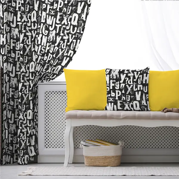 Genç Odası - Geometrik Desenli Fon Perde Evim932 Kumaşı Kalındır Duck Bezi Değildir- Mavi-beyaz