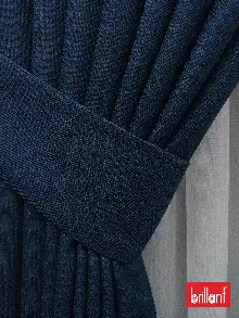 Yatak Odası - Brillant Keten Petrol Mavi Renk Düz Fon Perde - Petrol Mavisi