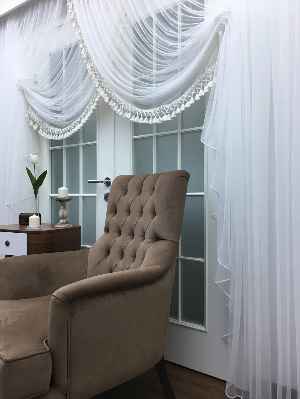 Kampanyalı Saçak Dahil Fiyat - Düz Tül Kruvaze Perde- Ekru