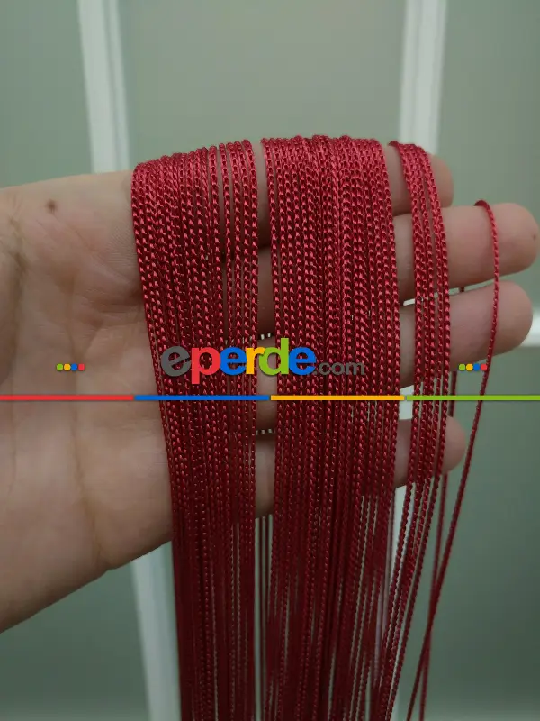 İp Perde - İnce Zincir Serisi İp Perde (beyaz, Krem, Gri, Kırmızı, Bordo, Siyah, Mavi, Pembe, Sarı)- Kırmızı