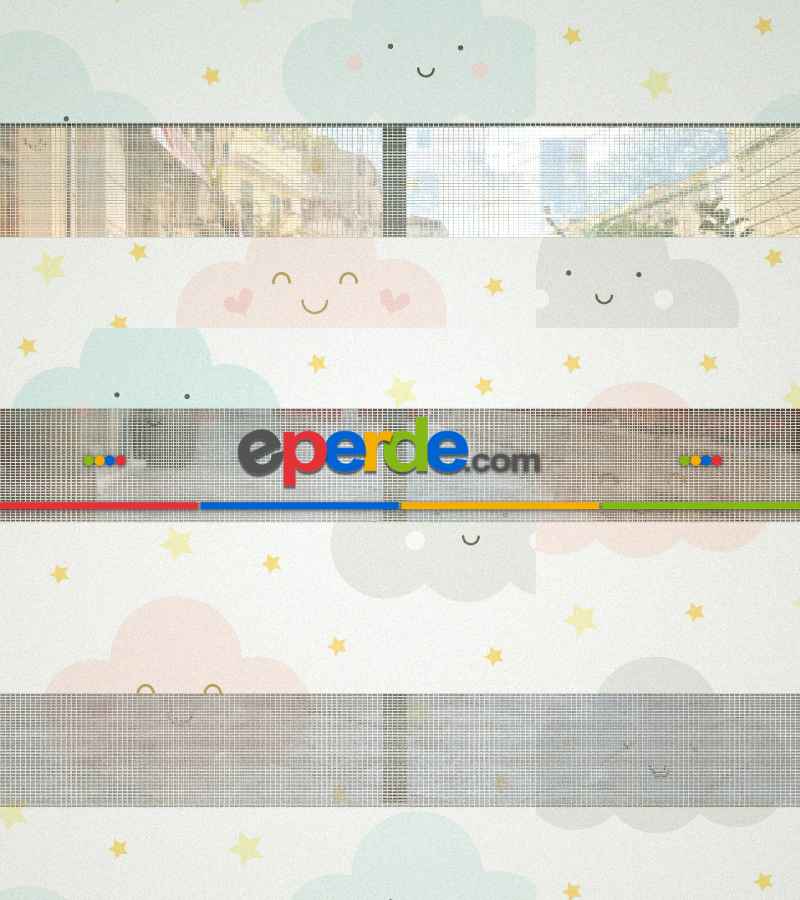 Bulut Desenli Baskılı Zebra Perde- Çok Renkli