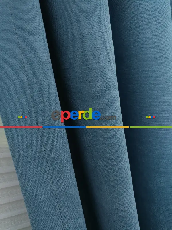 Mavi - Düz Fon Perde (180)- Mavi