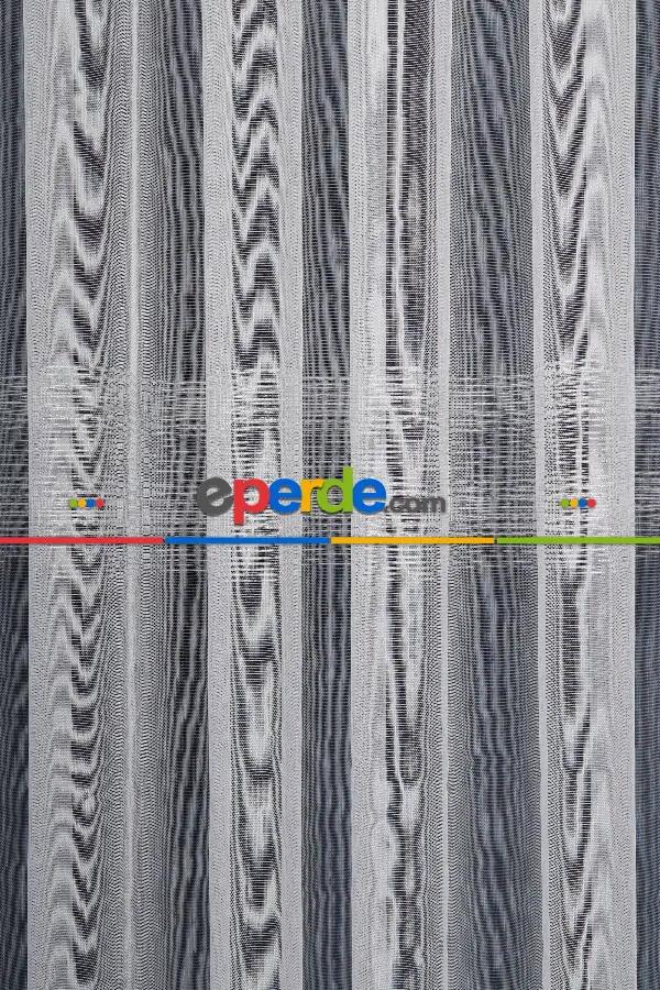 Enine Bantlı Simli Düz Tül Perde Ütü Istemez