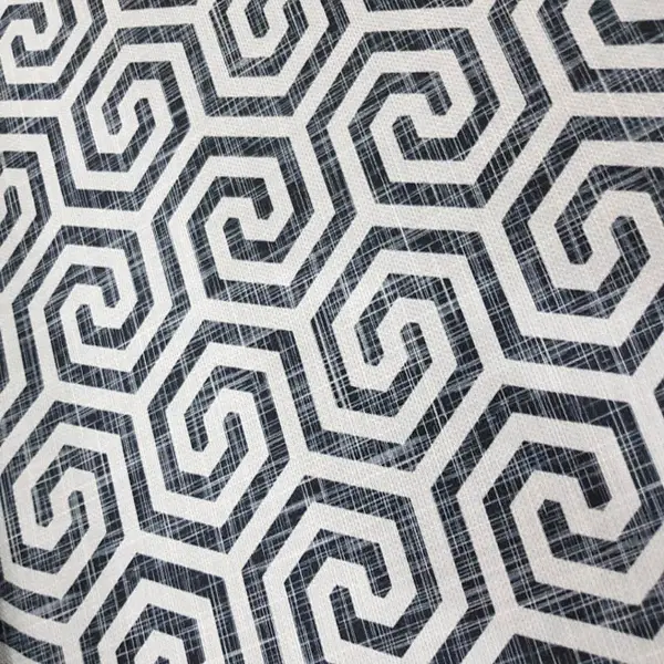 Salon Fon - Geometrik Sarmal Desenli Fon Perde Evm1124 Kumaşı Kalındır Duck Bezi Değildir- Beyaz