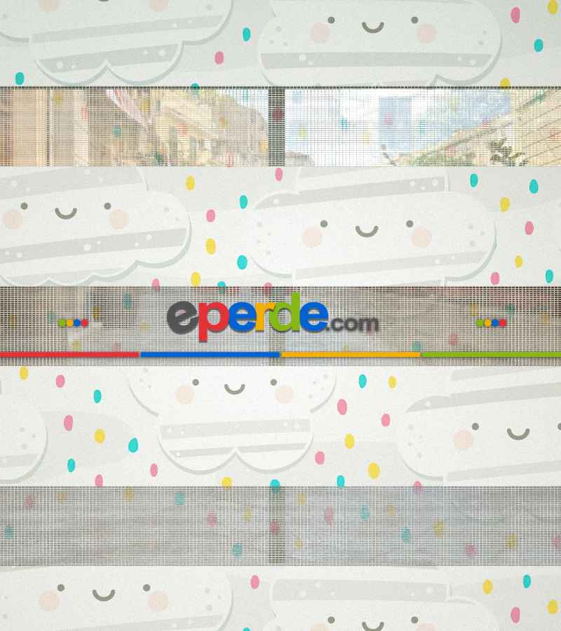 Bulut Desenli Baskılı Zebra Perde- Çok Renkli