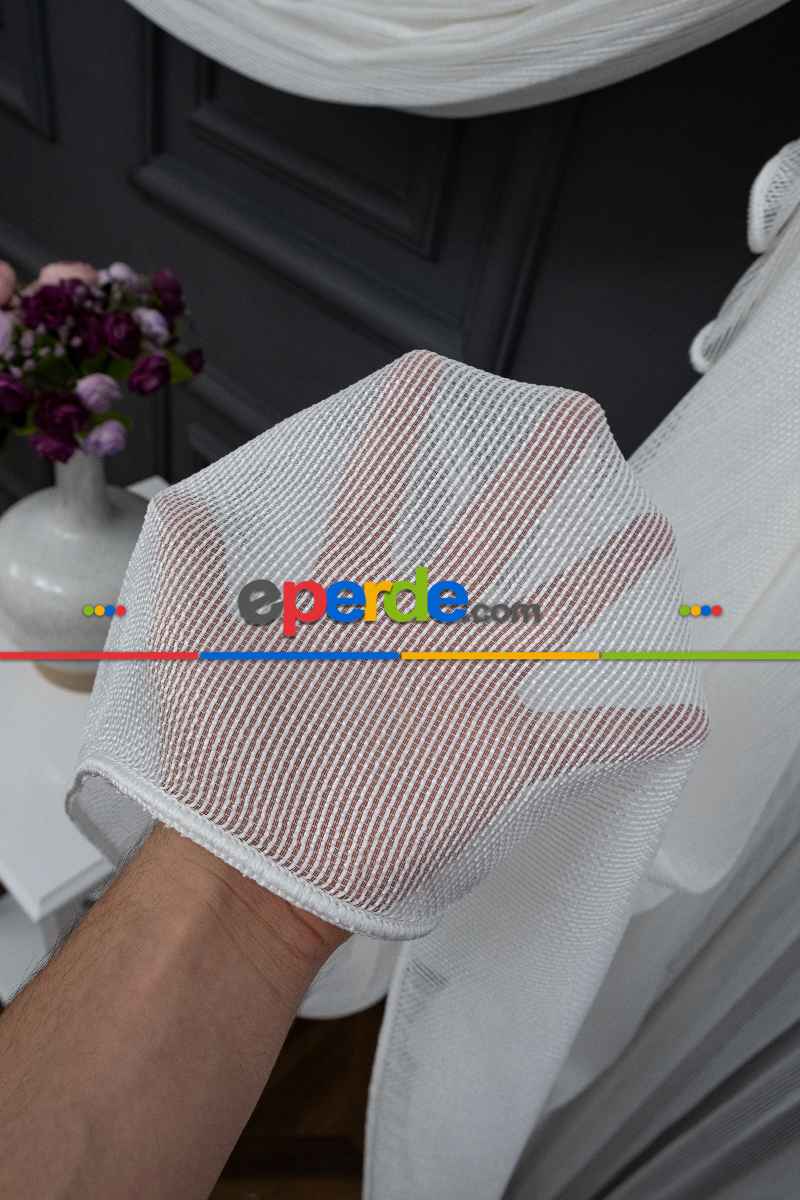 Salon Tül - Çizgili Zincir Tülden Yalancı Kruvaze - Halat İle Tülden Fon - Yana Toplamalı Tül - Kordon Toplama Tül - Çift Veya Tek Kanat - Kurşunlu Tül - Aksesuar İlave Ücretlidir - Renkleri Mevcut