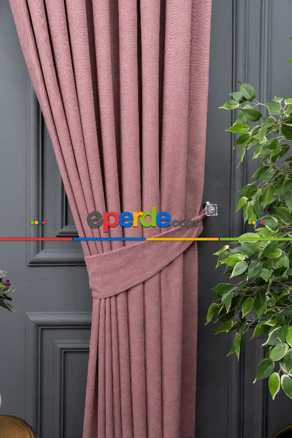 Gül Kurusu Düz Fon Perde Dökümlü Fon Perde