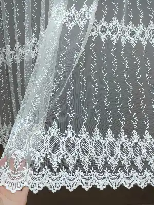 Brode İşlemeli Tül Perde 400x185- Ekru 400cm X 185cm 