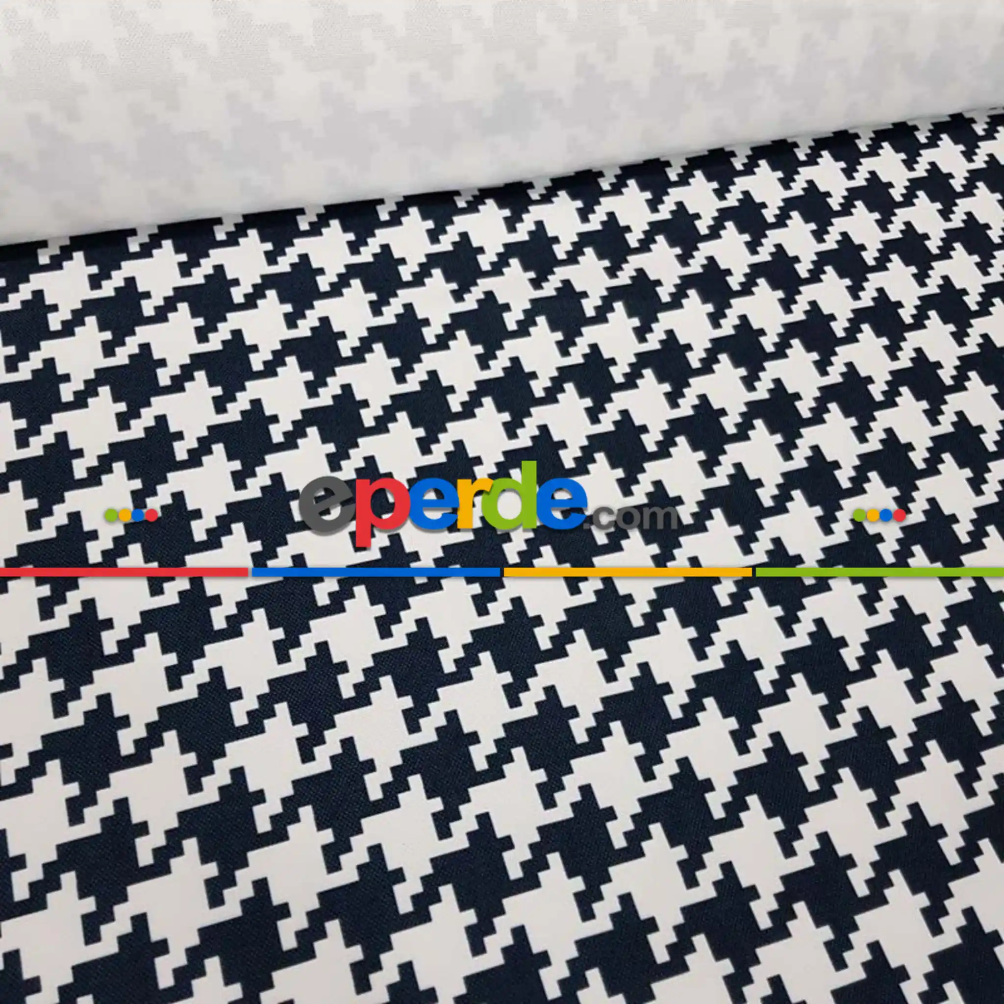 Salon Fon - Beyaz Siyah Kazayağı Desenli Fon Perde - Kumaşı Kalındır Duck Bezi Değildir- Siyah-Beyaz