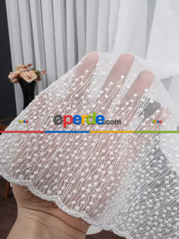 Etek Ucu Nakış İşlemeli Tül Perde