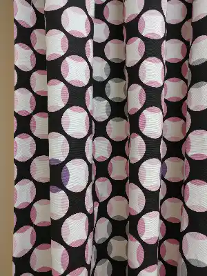 Pembe Siyah Mor Geometrik Desenli Fon Perde ( Leke Tutmaz )- Siyah-Pembe-Mor