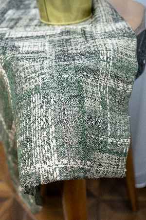 Patinedesenli Carmen Jakar Dokuma Fon Perde- Yeşil-bej