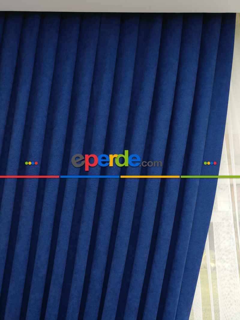 Parlement - Düz Fon Perde ( Dökümlü Fon Perde)- Saks Mavi