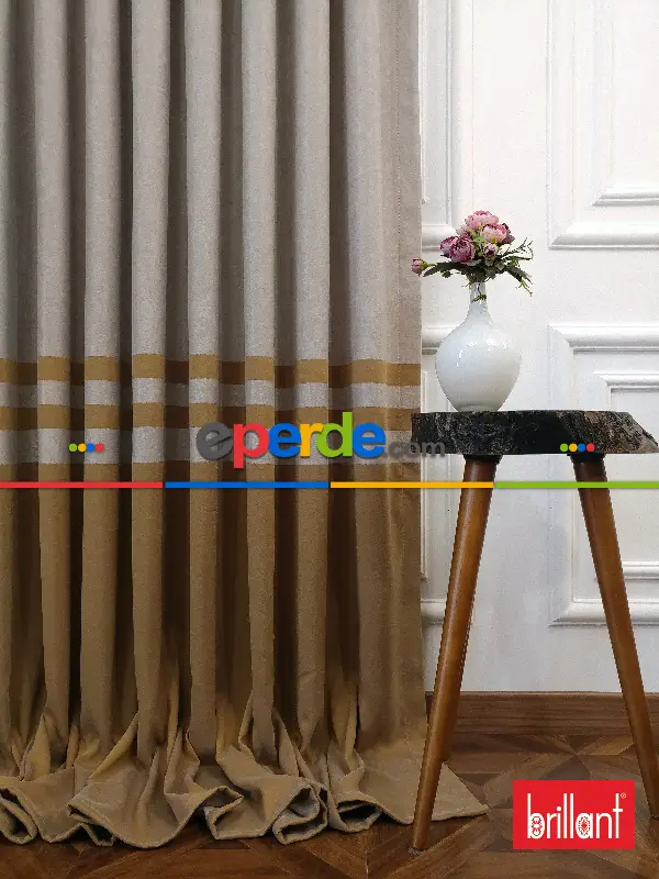 Brillant Süet Pano Fon Perde 180cm Yeni Sezon- Açık Camel