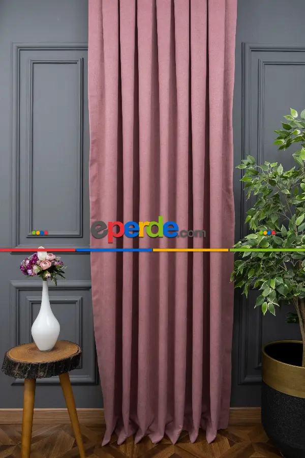 Gül Kurusu Düz Fon Perde Dökümlü Fon Perde