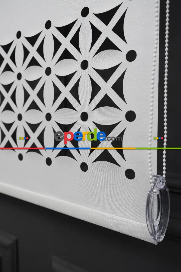 Salon Stor - Ekru Renk Lazer Kesim Mat Stor Perde (ister Düz - İster Lazer Kesimli Satın Alın)