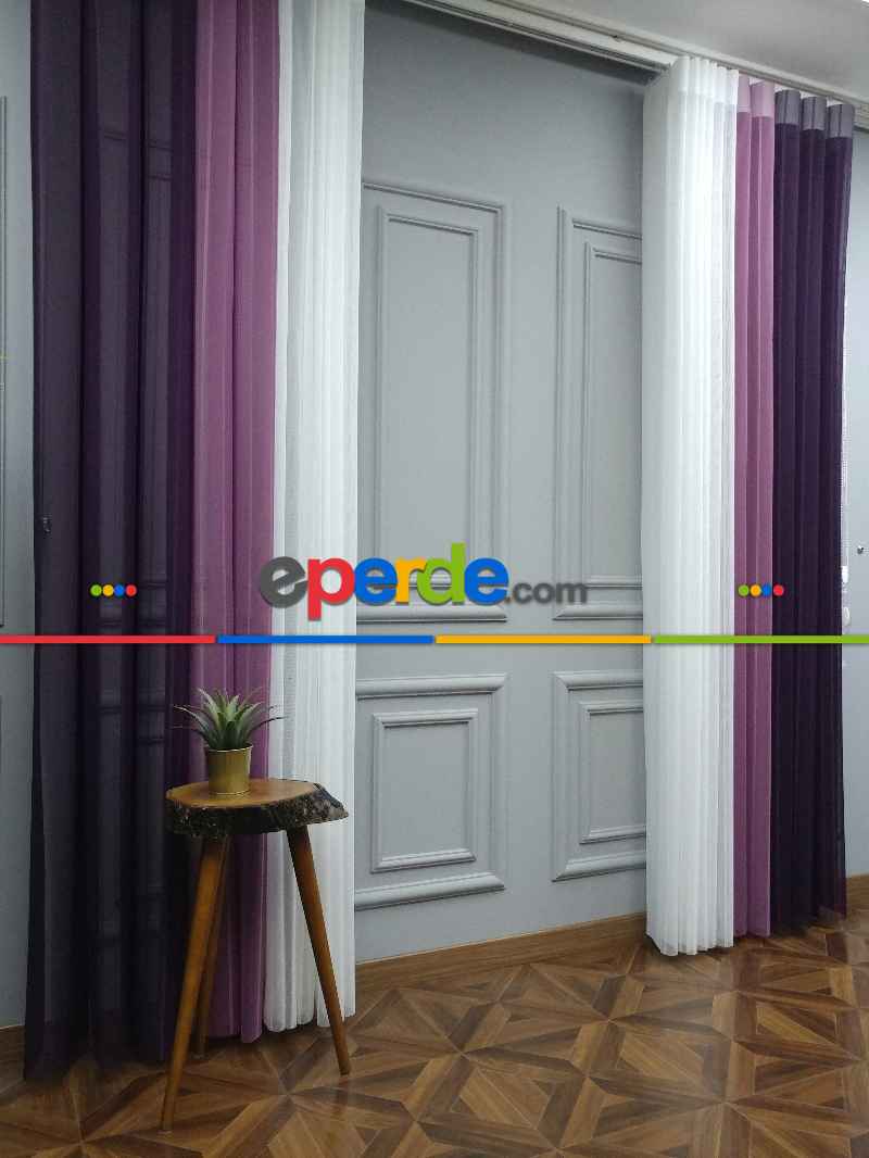 Yatak Odası - Lens Akıllı Dikey Tül Perde 116- Mürdüm-pembe Koyu