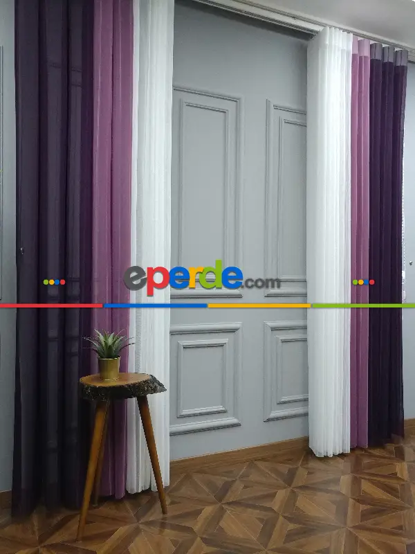 Lens Akıllı Dikey Tül Perde 116- Mürdüm-pembe Koyu