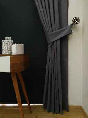 Gri Renk Düz Pileli Fon Perde- Gri-Füme-Antrasit 70cm X 260cm 