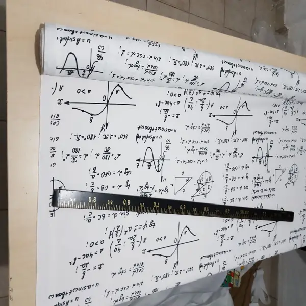 Matematik Formül Desenli Fon Perde Evm496 Kumaşı Kalındır Duck Bezi Değildir- Siyah-Beyaz