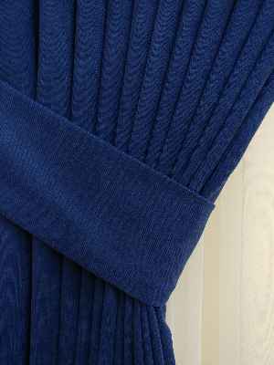 Salon Parlement Mavi Düz Sade Fon Perde Dökümlü (  Dökümlü Fon)- Saks Mavi