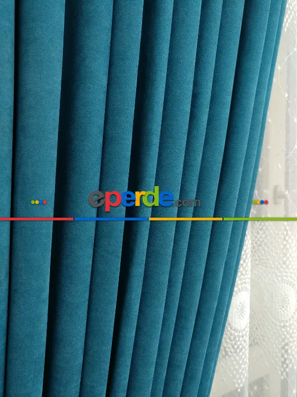 Petrol Düz Fon Perde Dökümlü Birinci Kalite 300 Cm Geniş En Daha Hesaplı- Petrol Mavisi