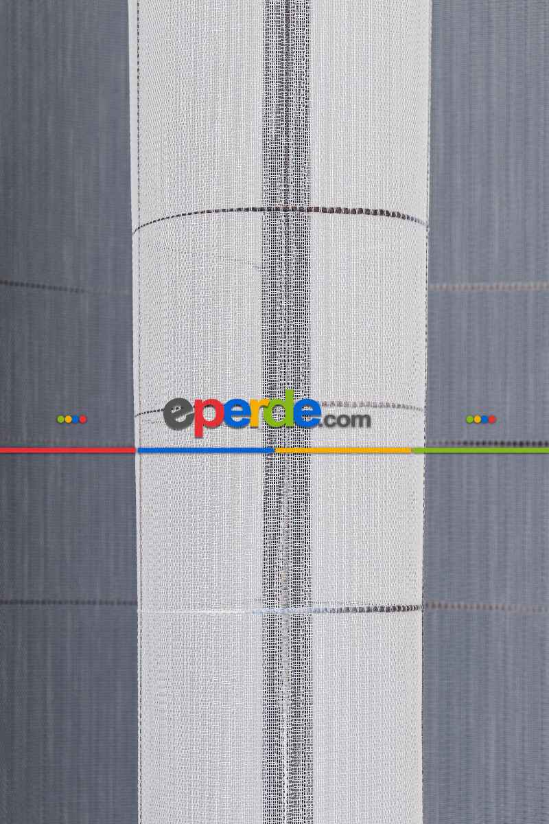 Salon Tül - Bambu Zemin Geometri Nakış İşlemeli Tül Perde