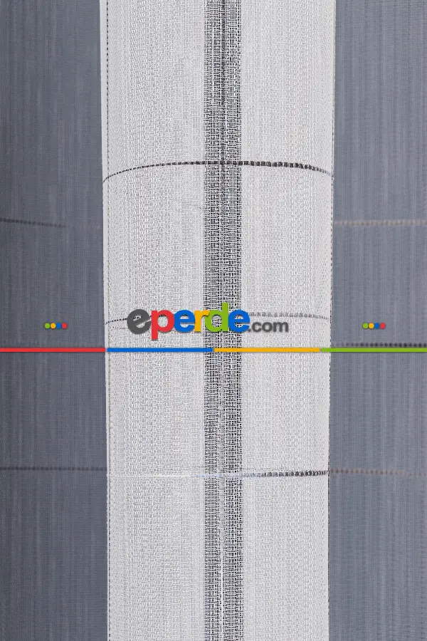 Salon Tül - Bambu Zemin Geometri Nakış İşlemeli Tül Perde