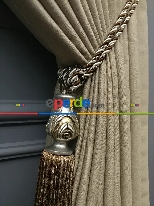 Modern Keten Görünümlü Işık Geçirmez Karatma Fon Perde 204 Ikon- Açık Vizon Rengi-açık Vizon